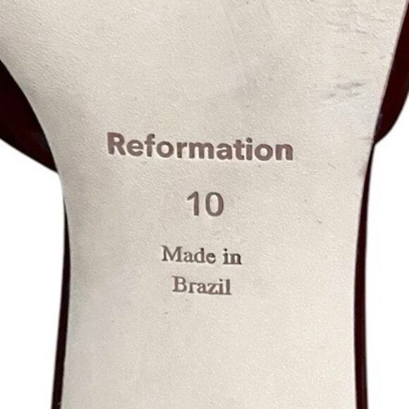 Reformation Darcy Burgundy Patent Leather Square Toe Bow Kitten Heels Size 10 - Picture 10 of 10